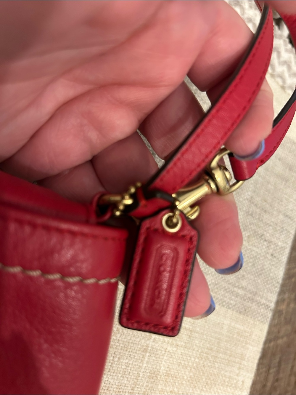 COACH Red Leather Wristlet Clutch with Gold Accent - Picture 9 of 9